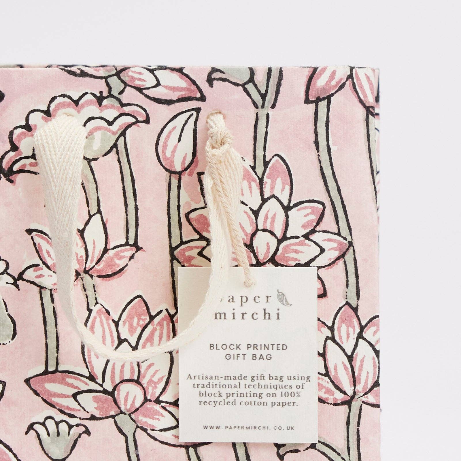 Block Printed Gift Bags | Pink Earth | 3 Designs Available| Small
