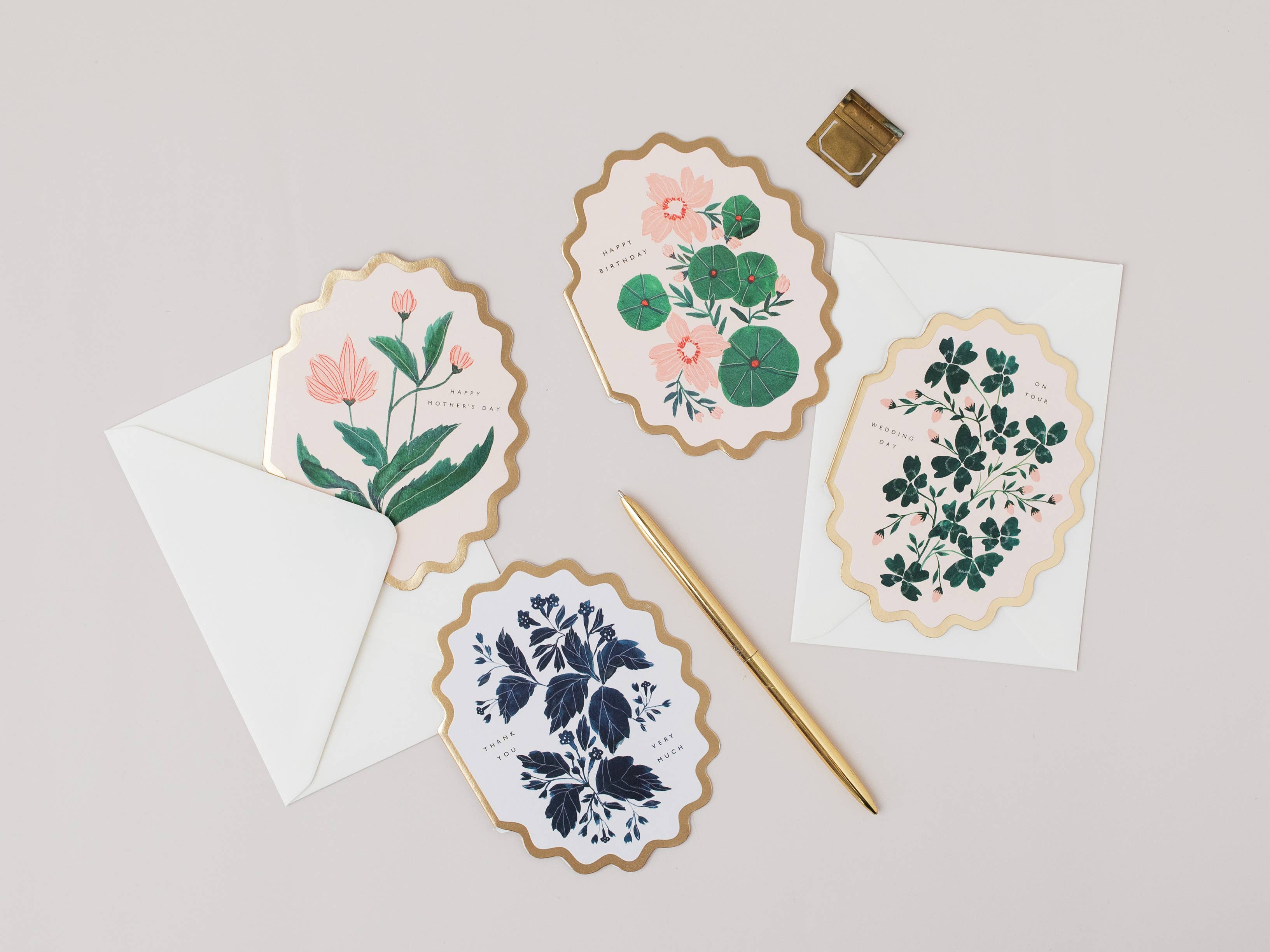 HAPPY BIRTHDAY BOTANICAL SCALLOP DIE CUT CARD