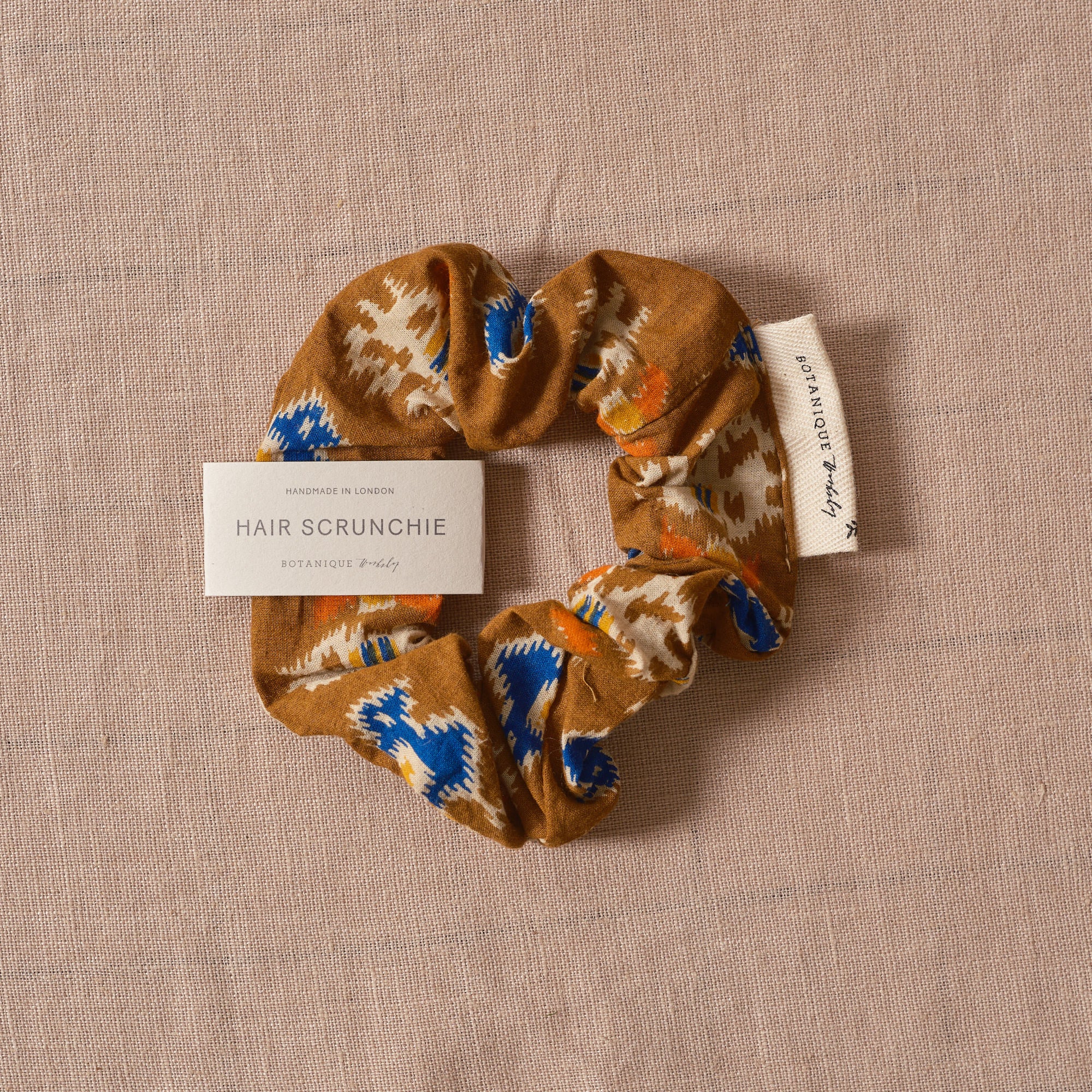 Cotton Hair Scrunchie | Brown Bird Print