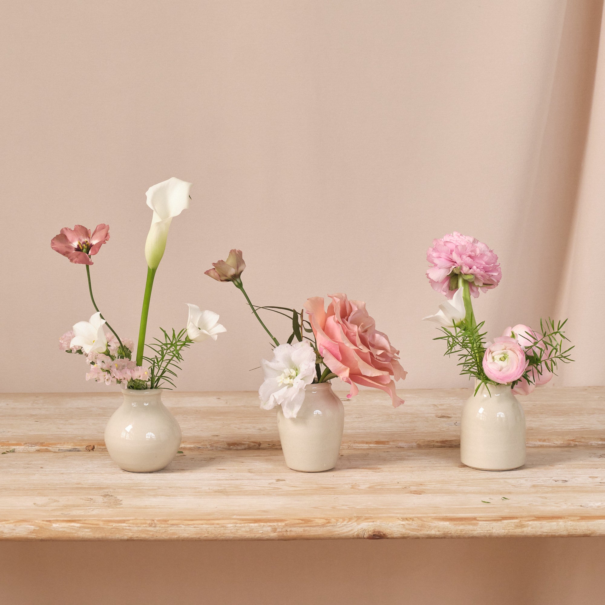 Dusty Nudes Bud Vase Arrangements