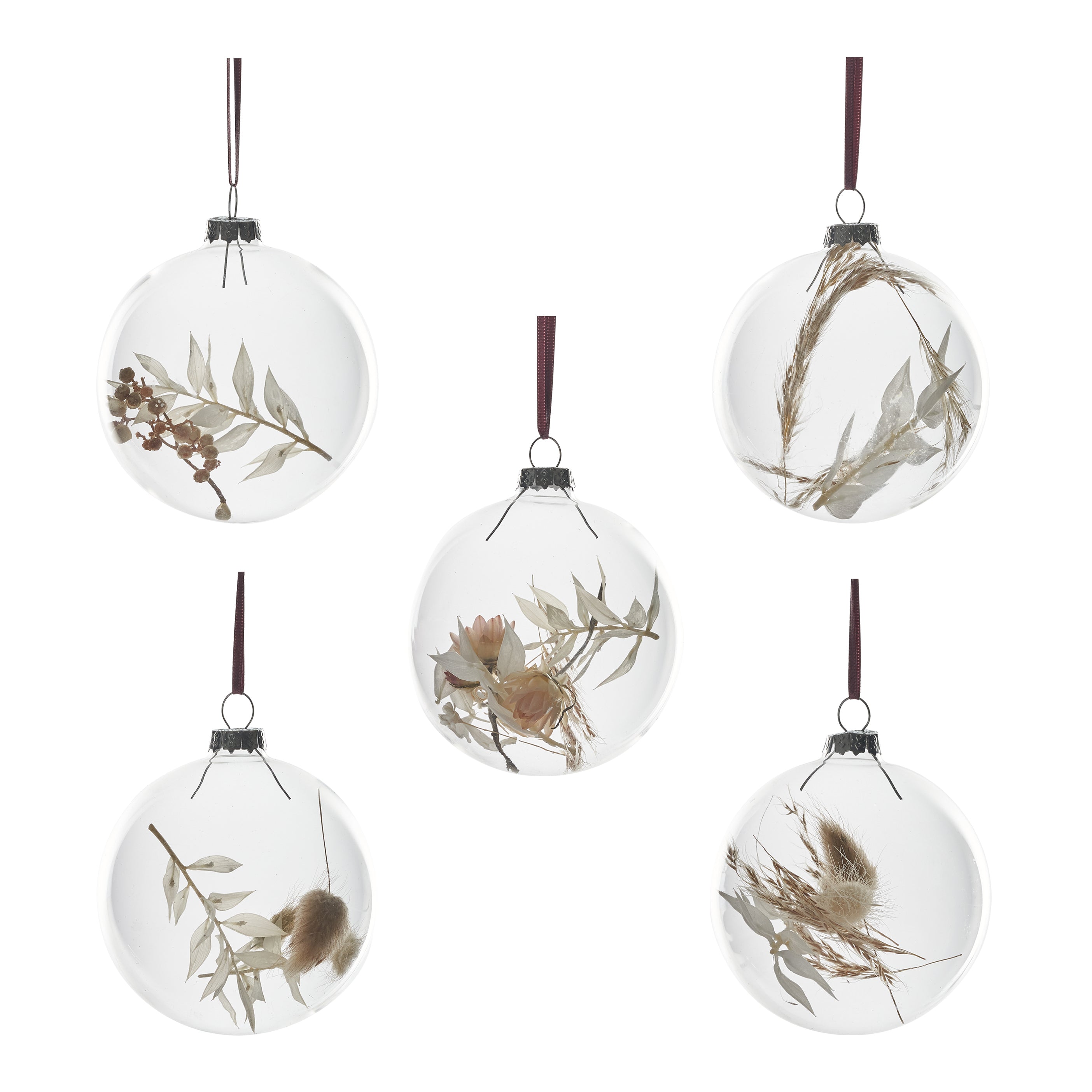 Single Dried flower Baubles: White