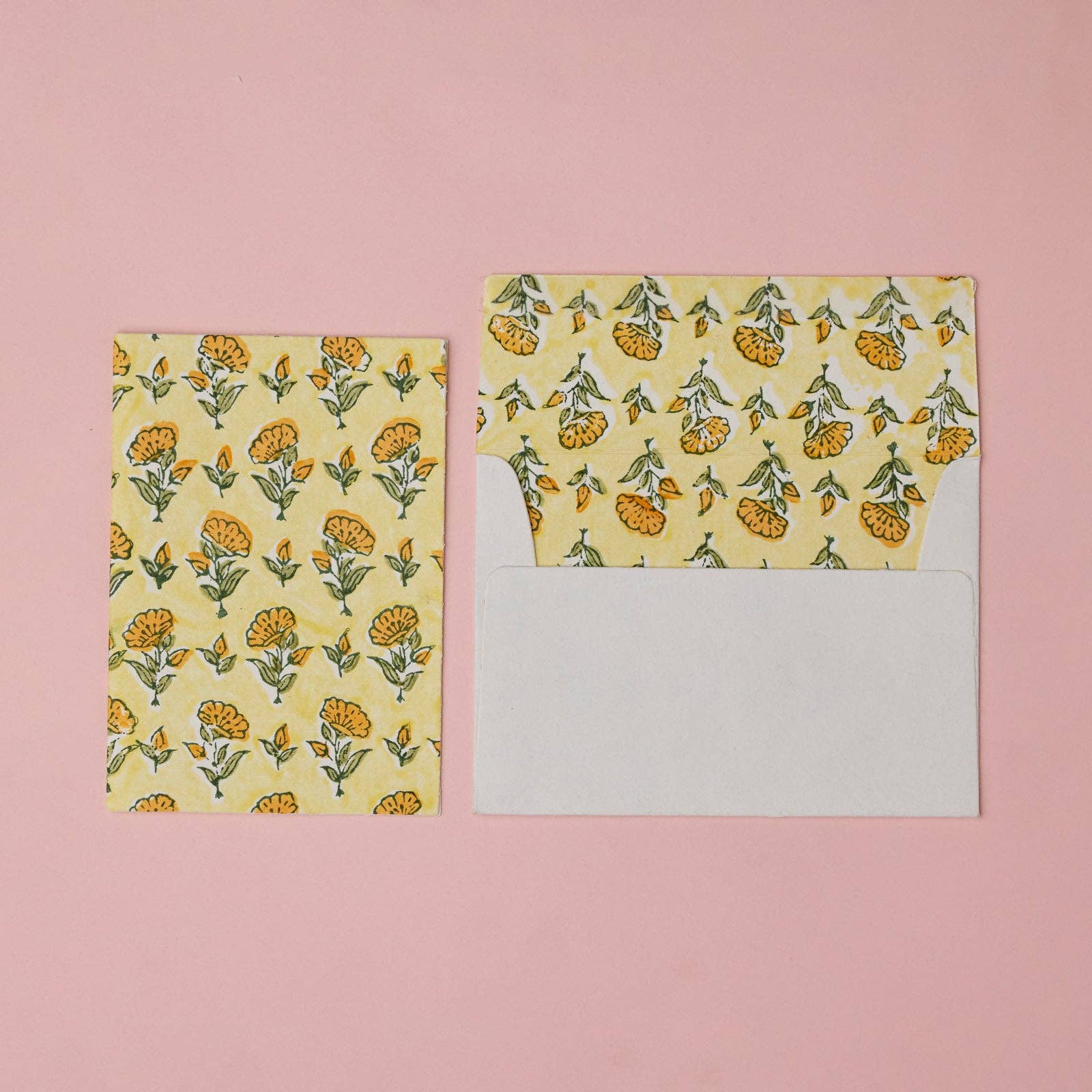 Block Printed Greeting Card | Ditsy Floral Sunshine