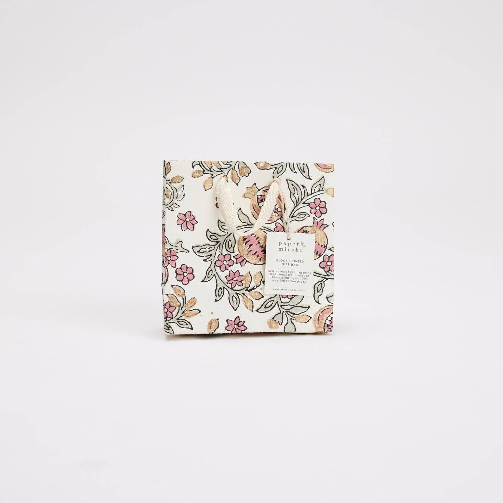 Block Printed Gift Bags | Pink Earth | 3 Designs Available| Small