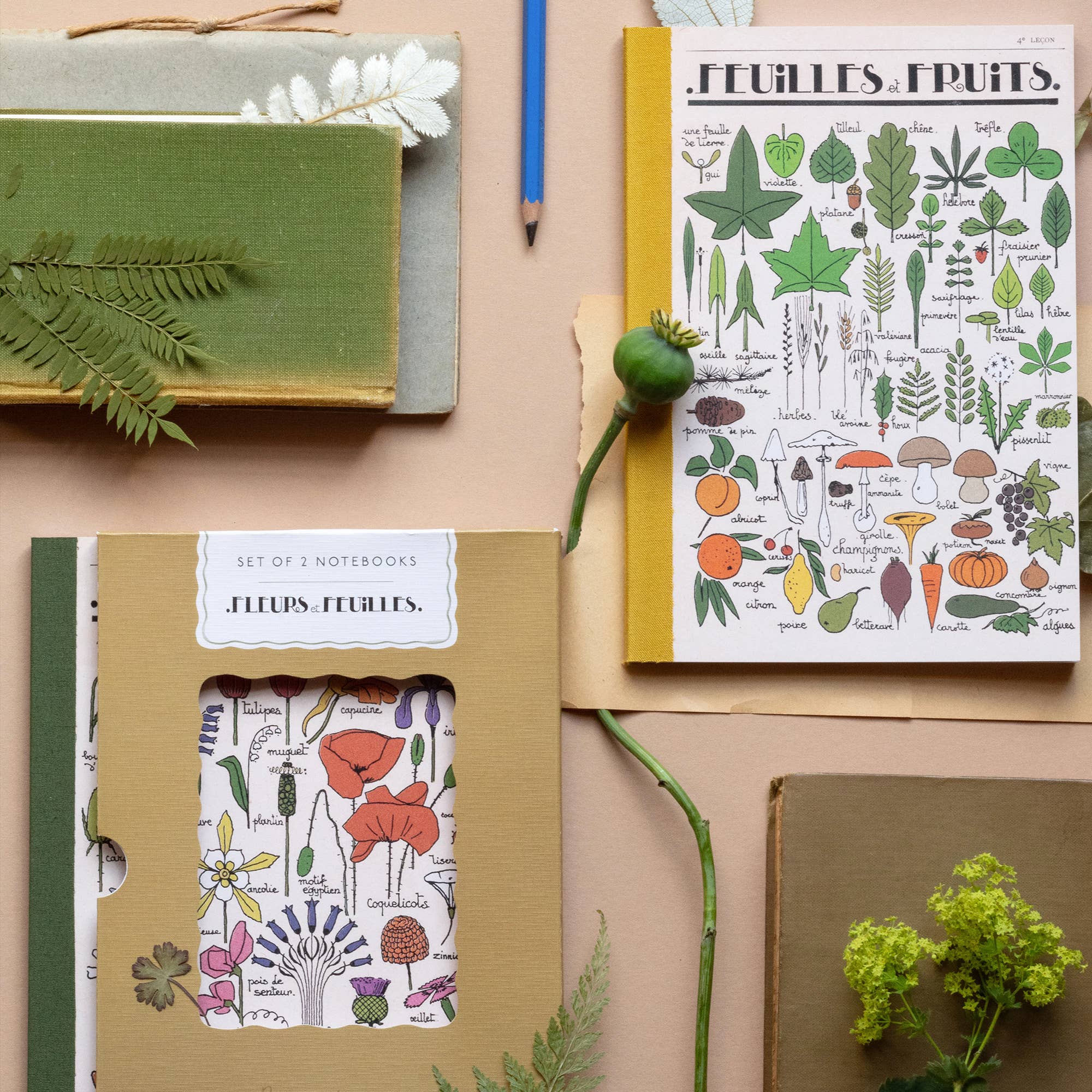 Set of 2 Lined Notebooks | Fleurs et Feuilles
