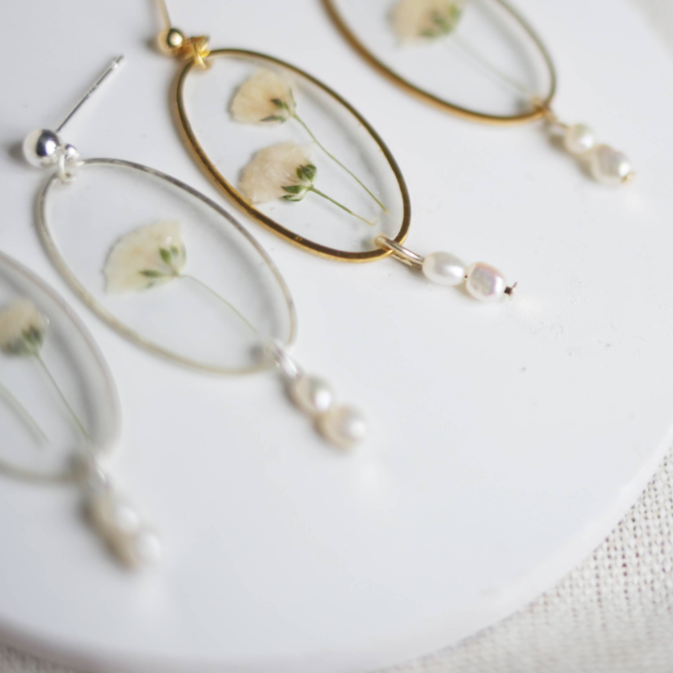 Baby Breath Dangle Stud Earrings With Freshwater Pearls