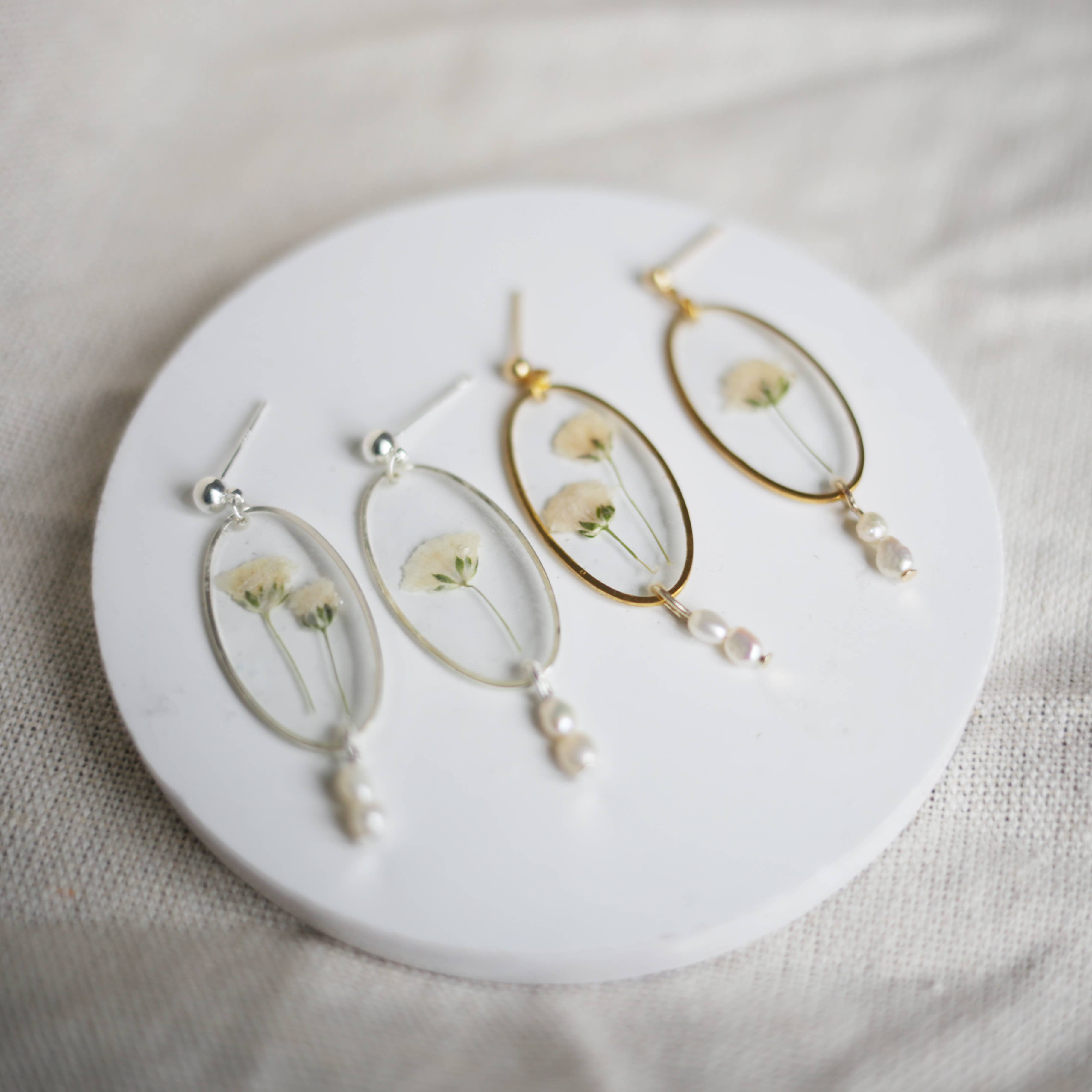Baby Breath Dangle Stud Earrings With Freshwater Pearls