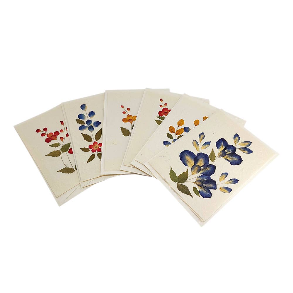 Mulberry Paper Pressed Flower Greeting Cards