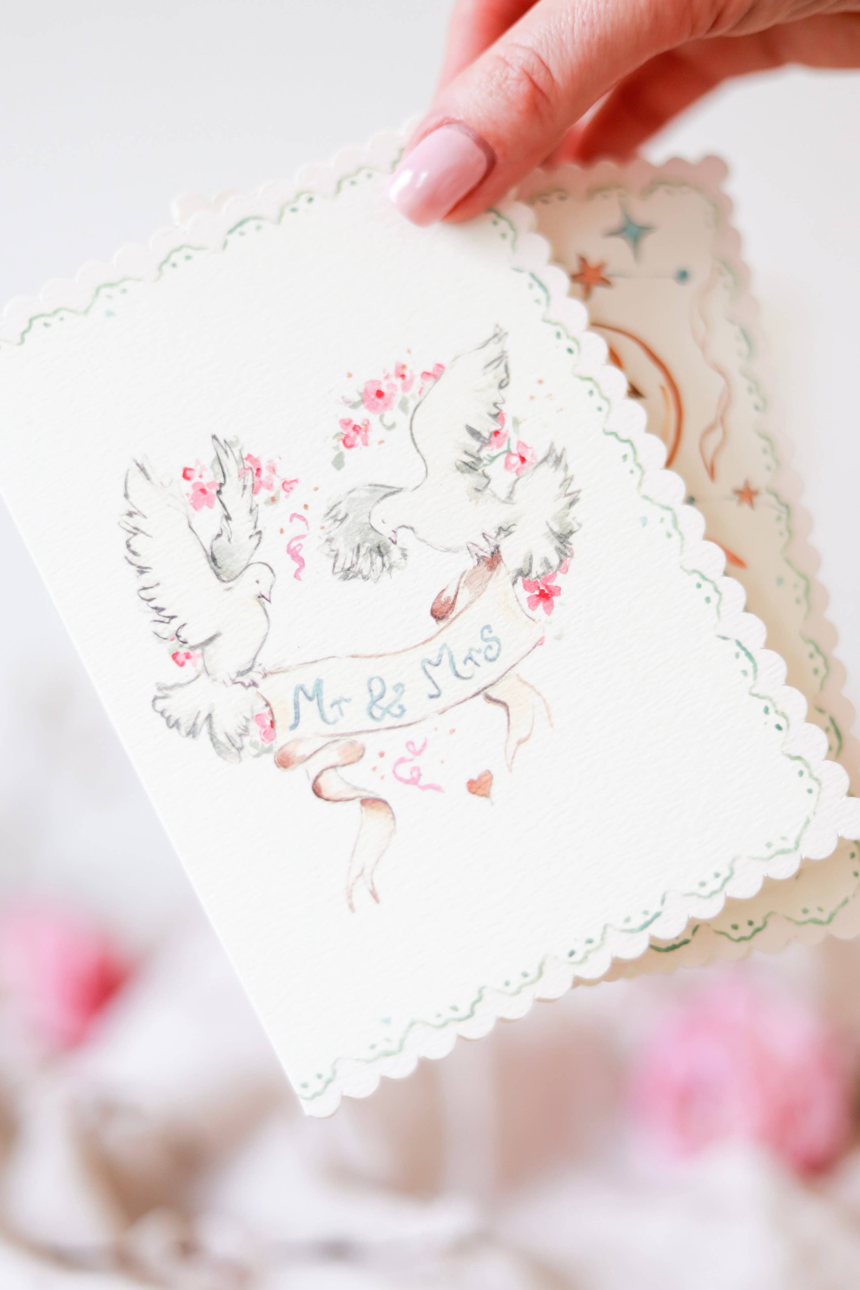 Mr & Mrs - scalloped edge card