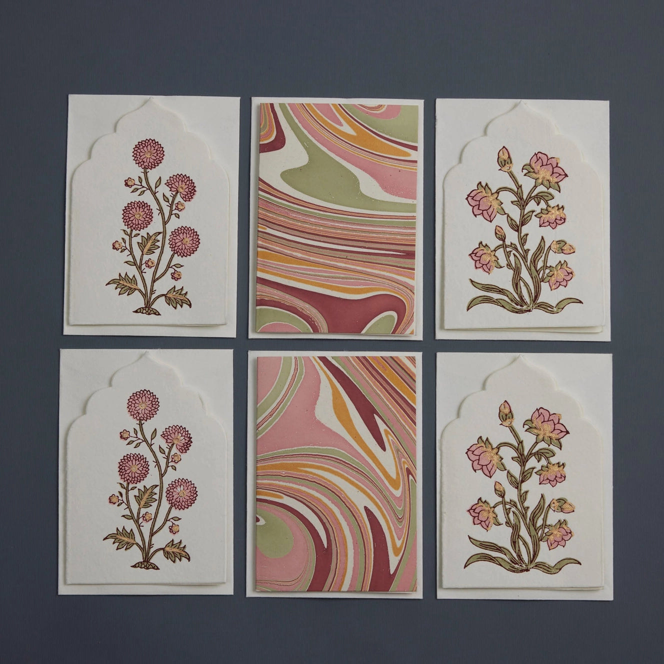 Boxed Artisan Block Printed Card Sets | 2 Colours Available