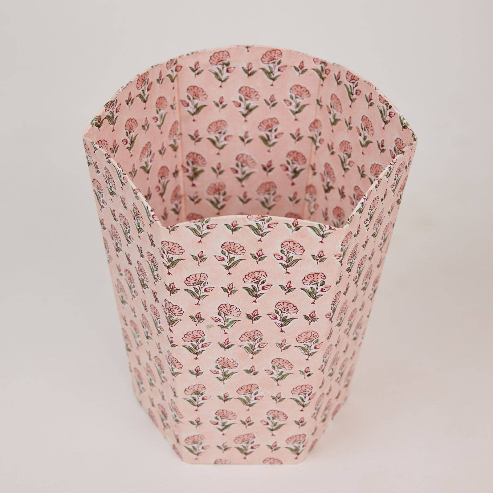 Block Printed Waste Paper Basket | Ditsy Floral Blush