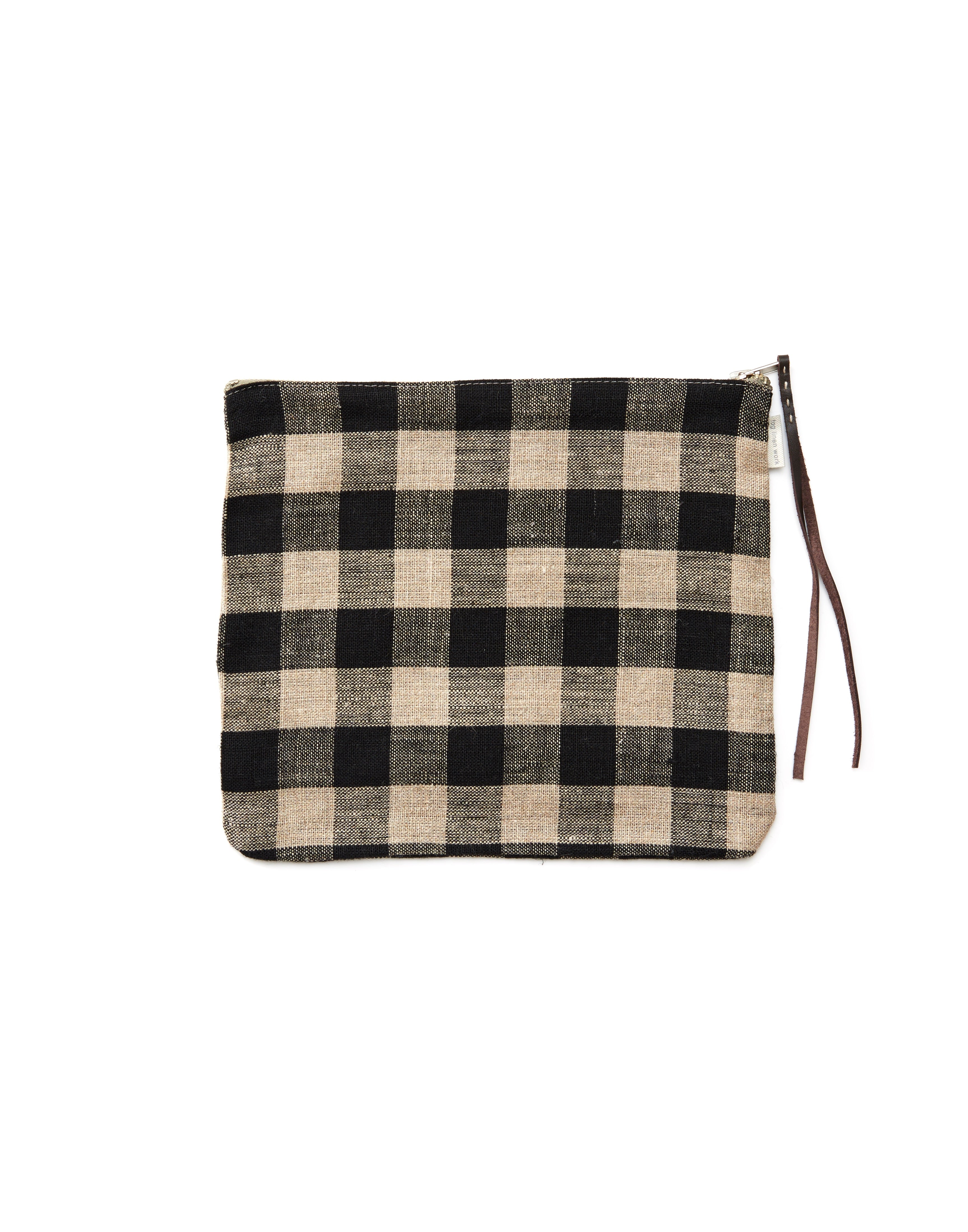 Canna Linen Pouch  | Black Natural Check | 2 Sizes Available