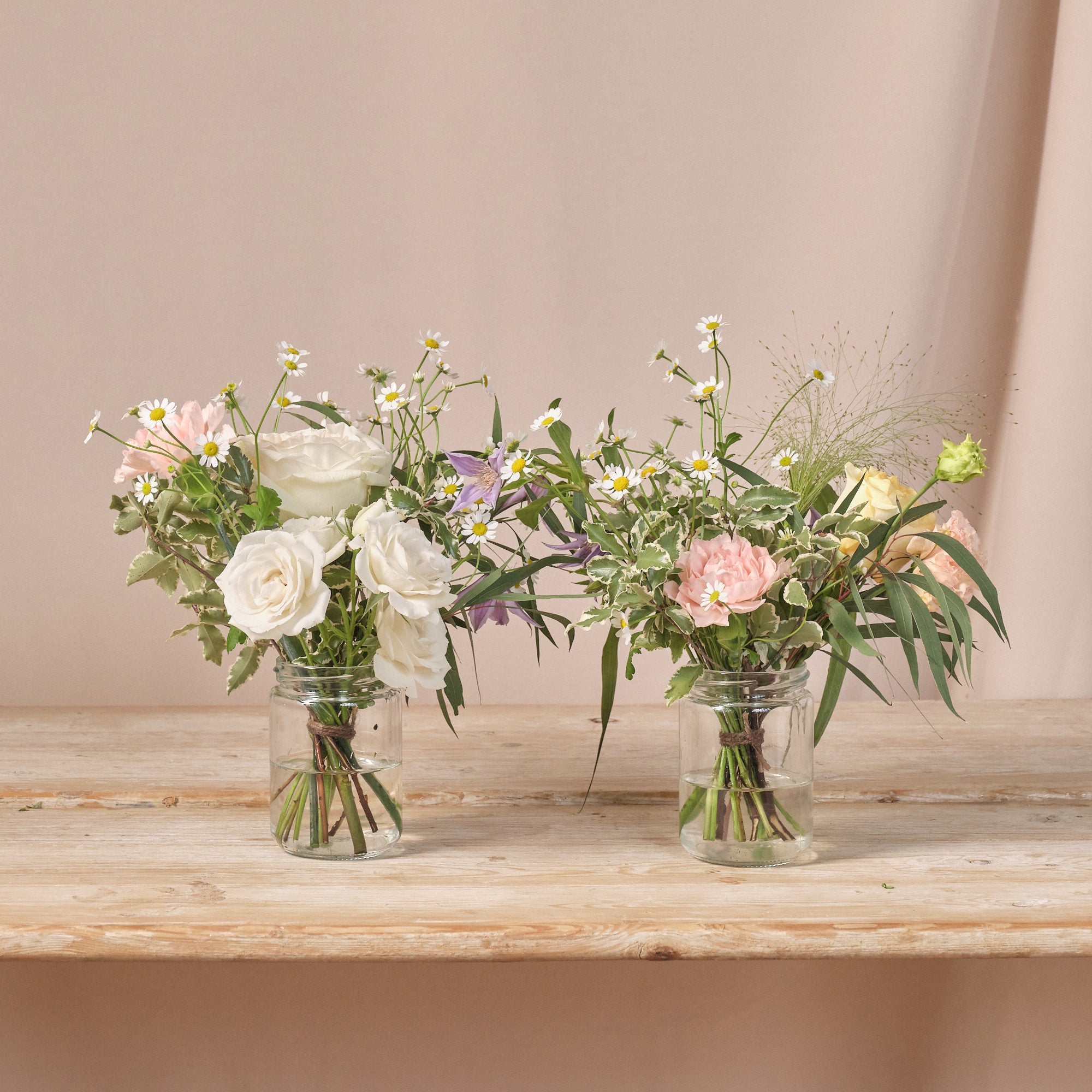 Pastel Wildflowers Jam Jar Arrangements