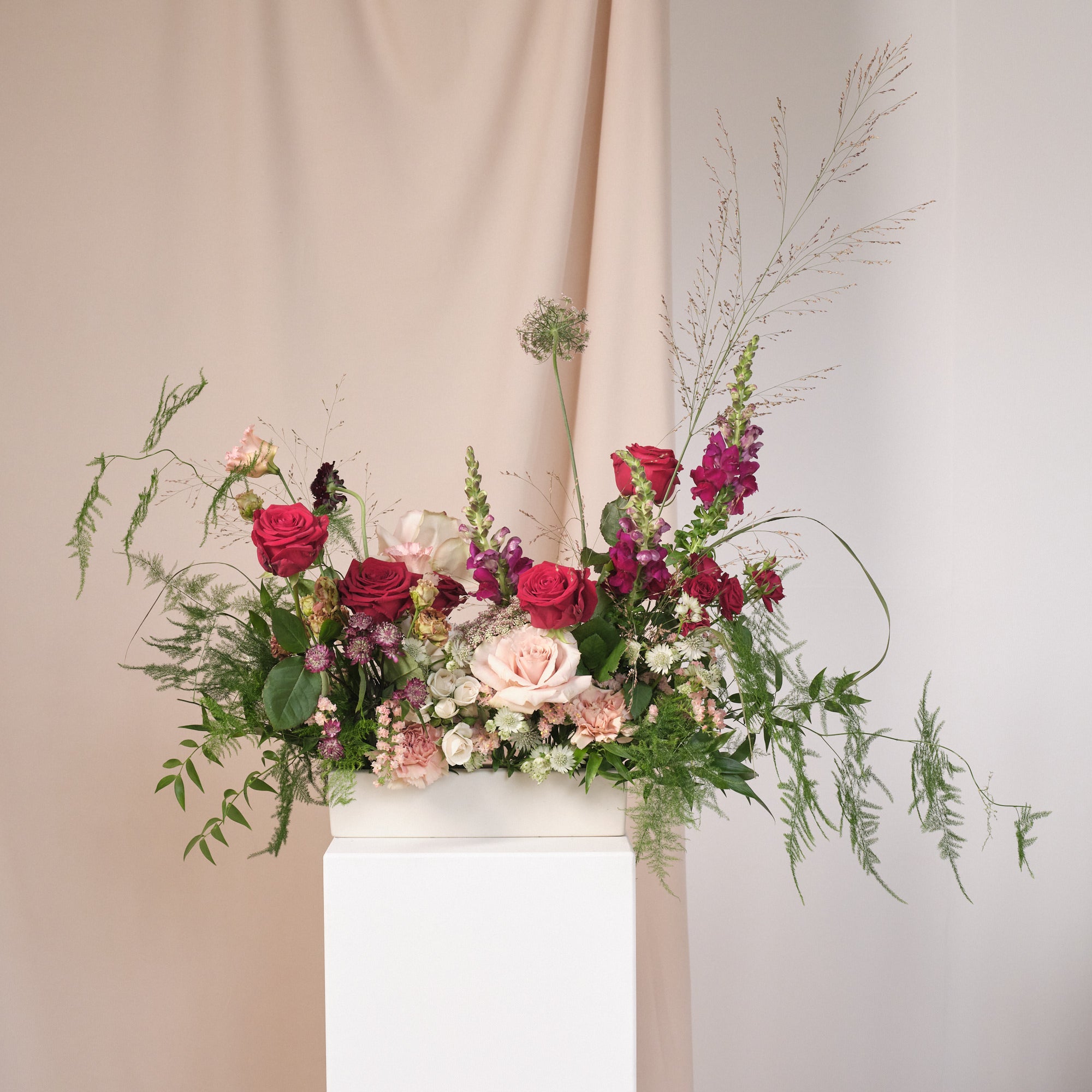 Romantic Reds Small Trough Arrangement