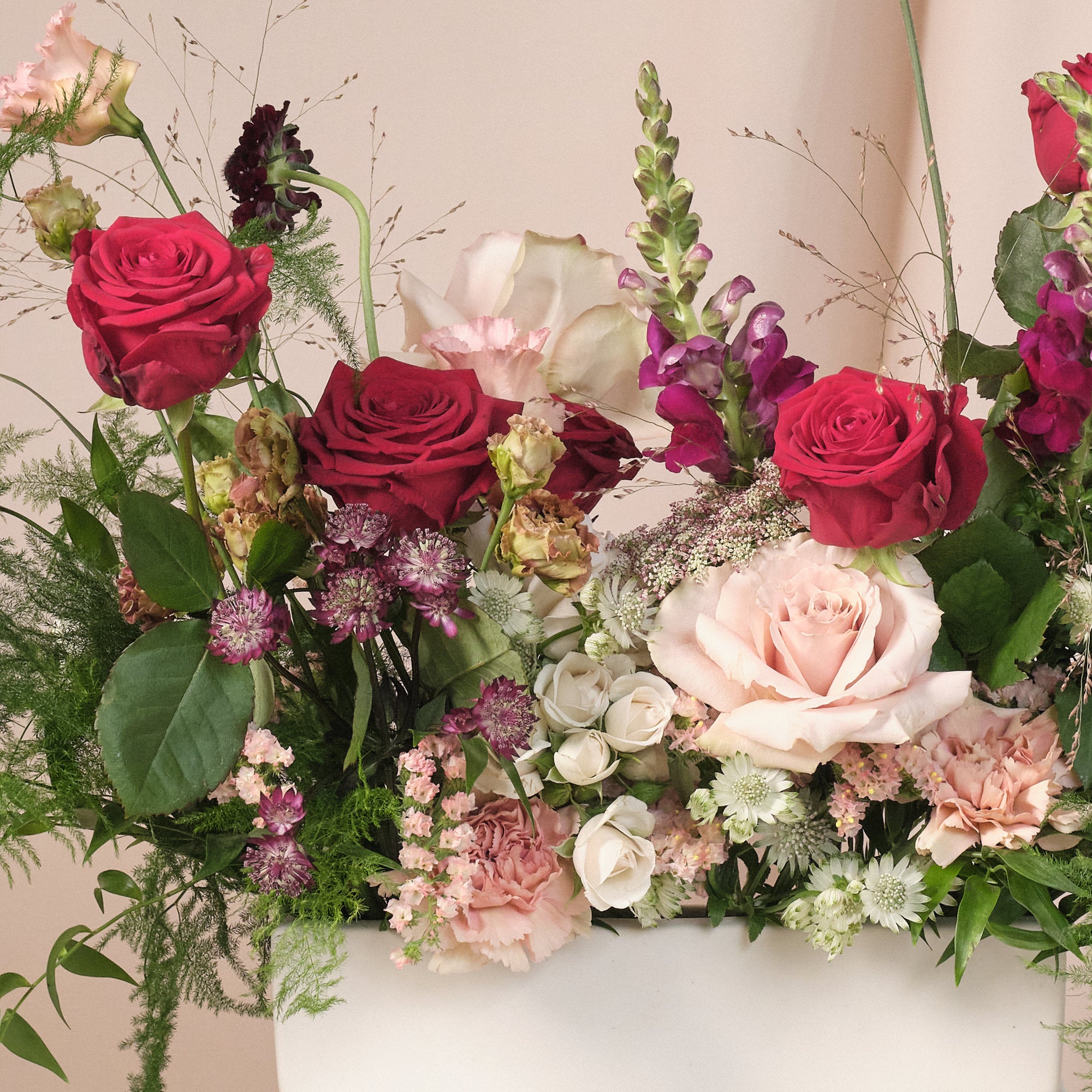 Romantic Reds Small Trough Arrangement