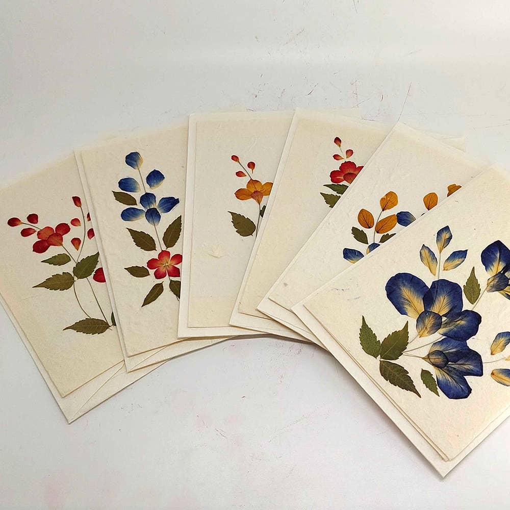 Mulberry Paper Pressed Flower Greeting Cards