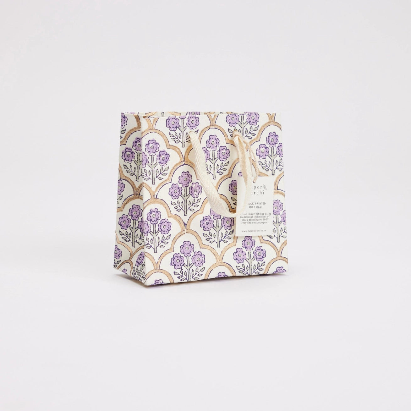 Block Printed Gift Bags | 3 Designs & 2 Sizes Available | Lavender