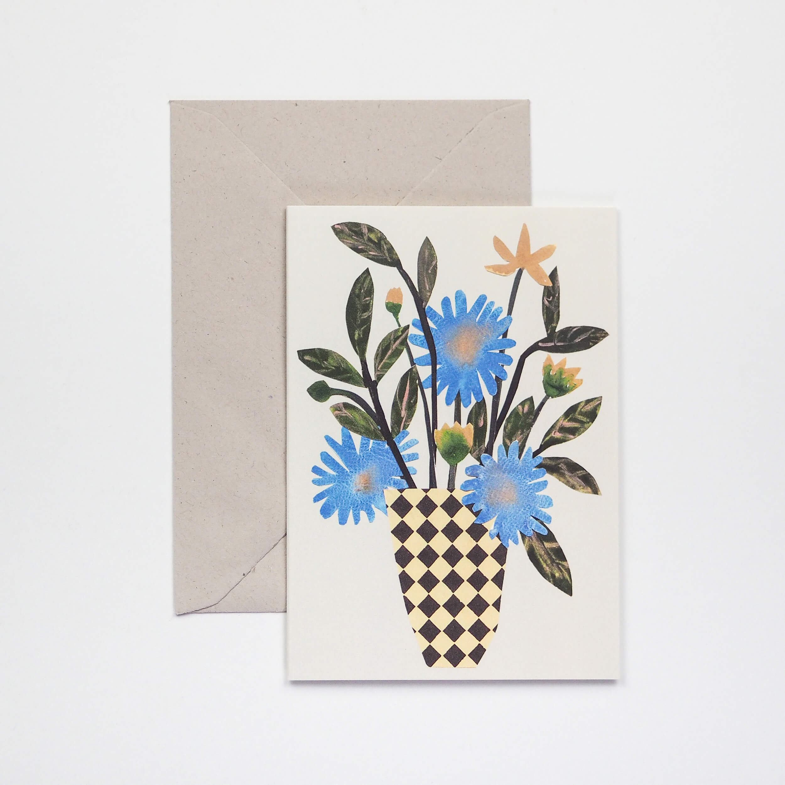 Chequered Vase Greetings Card