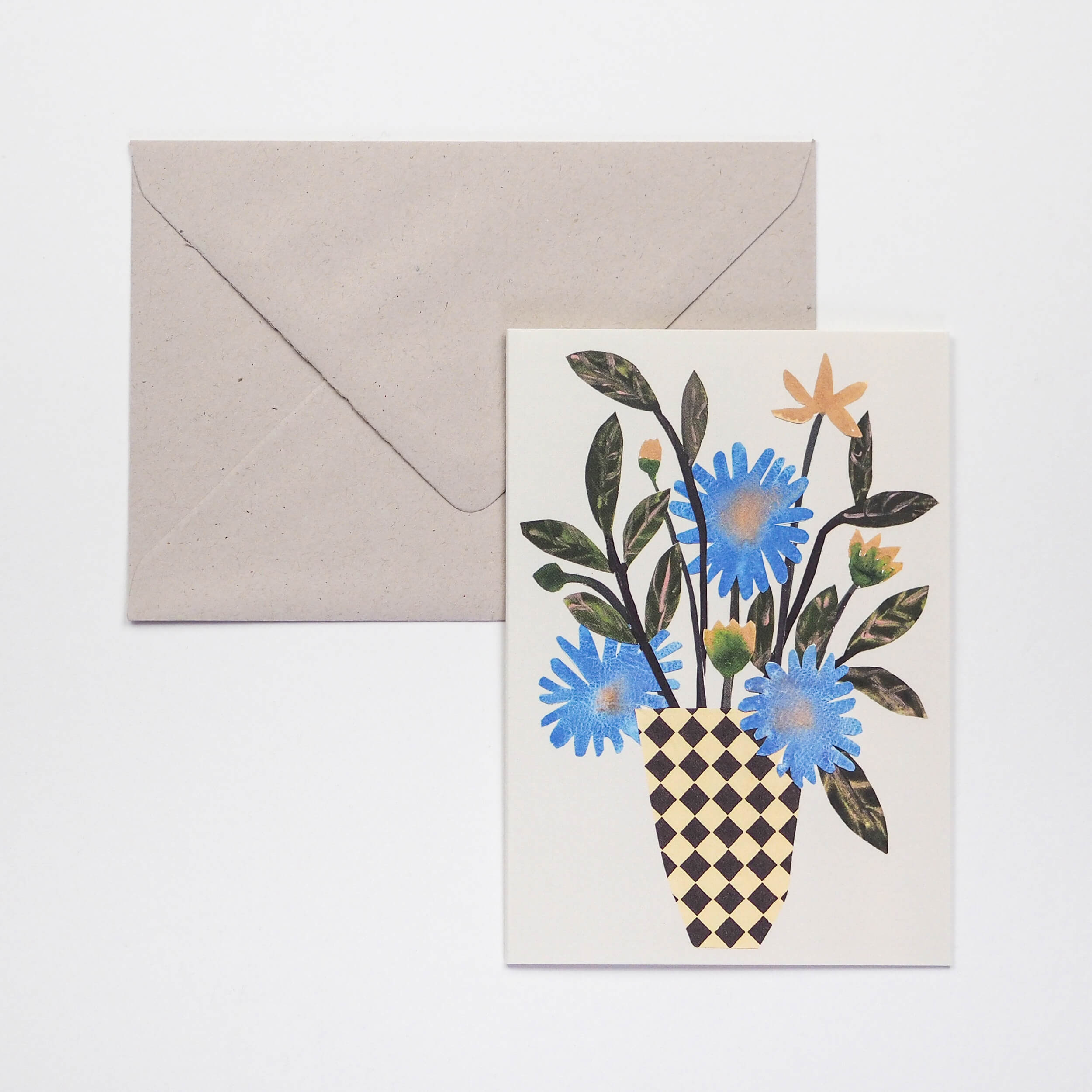 Chequered Vase Greetings Card